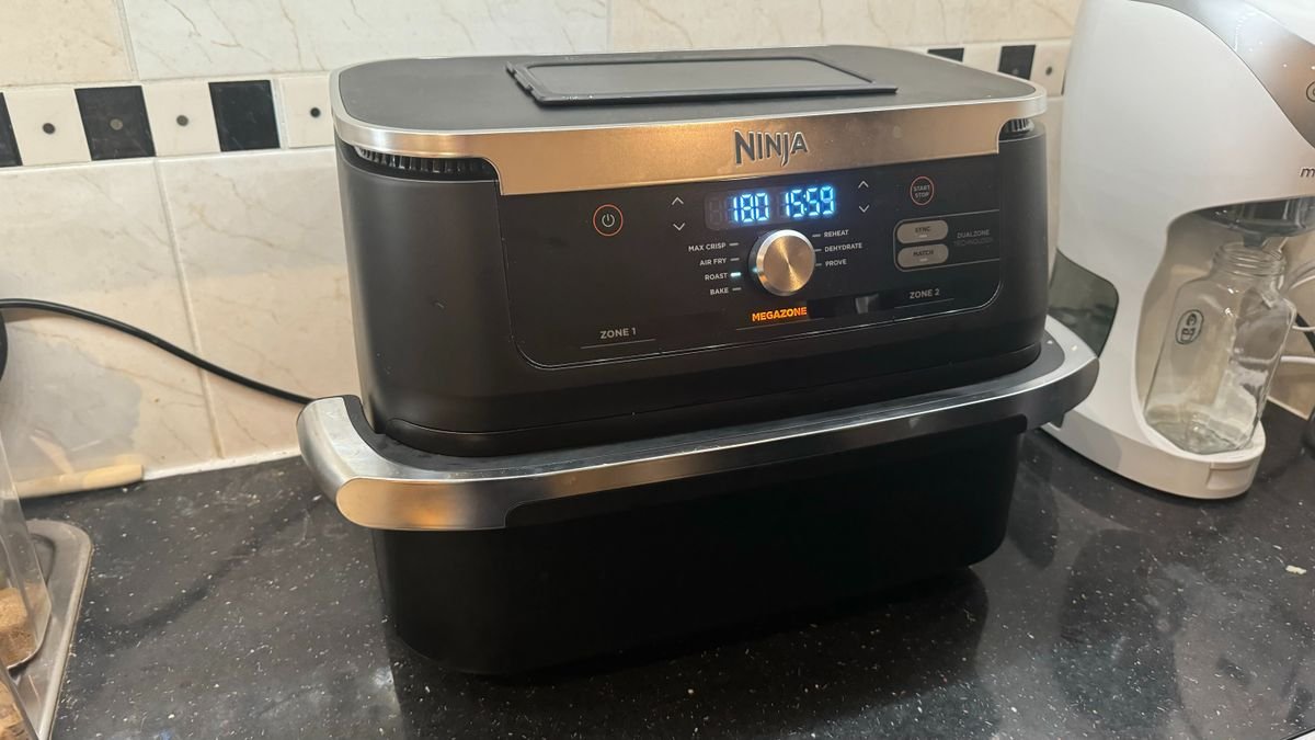 Ninja Foodi FlexBasket Dual Air Fryer on a countertop